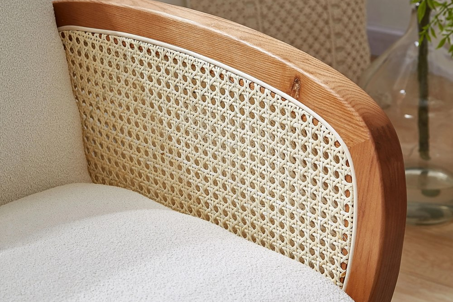 Solid Wood Rattan Accent Chair