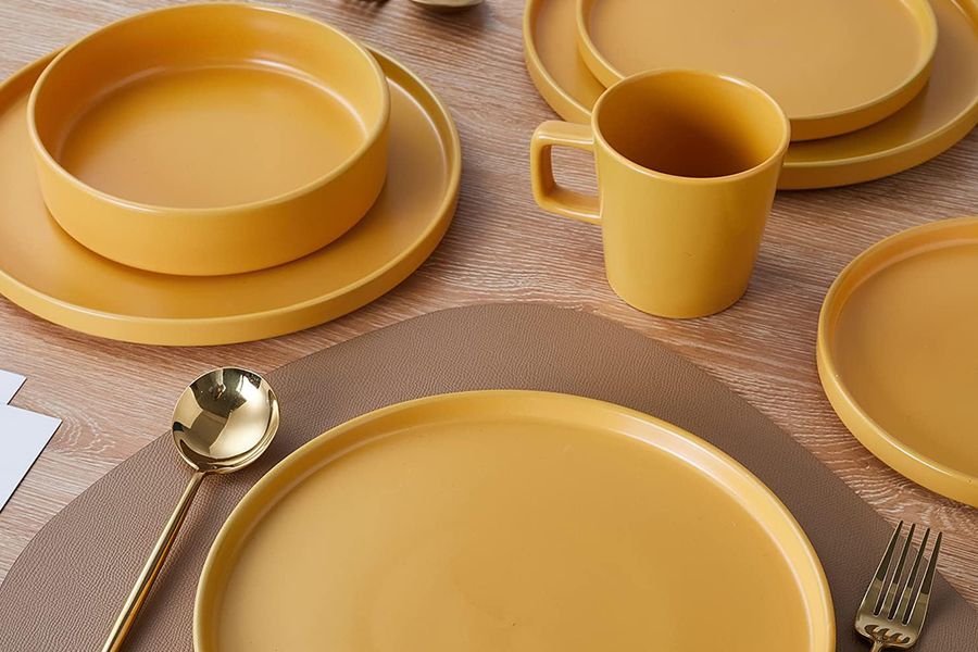 Vibrant Yellow Ceramic Dinner Set